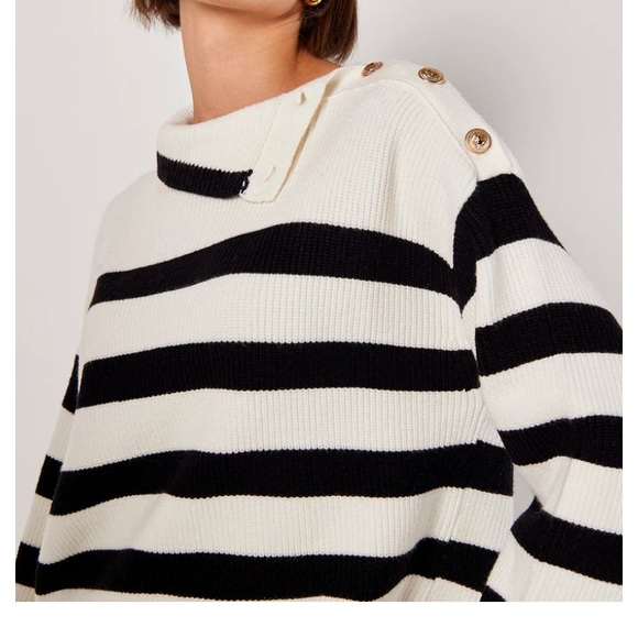 APRICOT Sweaters - Apricot- Classic Stripe Roll Neck Sweater